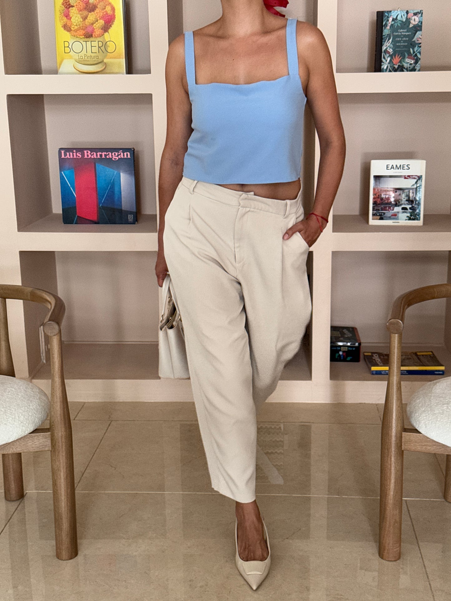 Pantalón Tiro Alto Beige