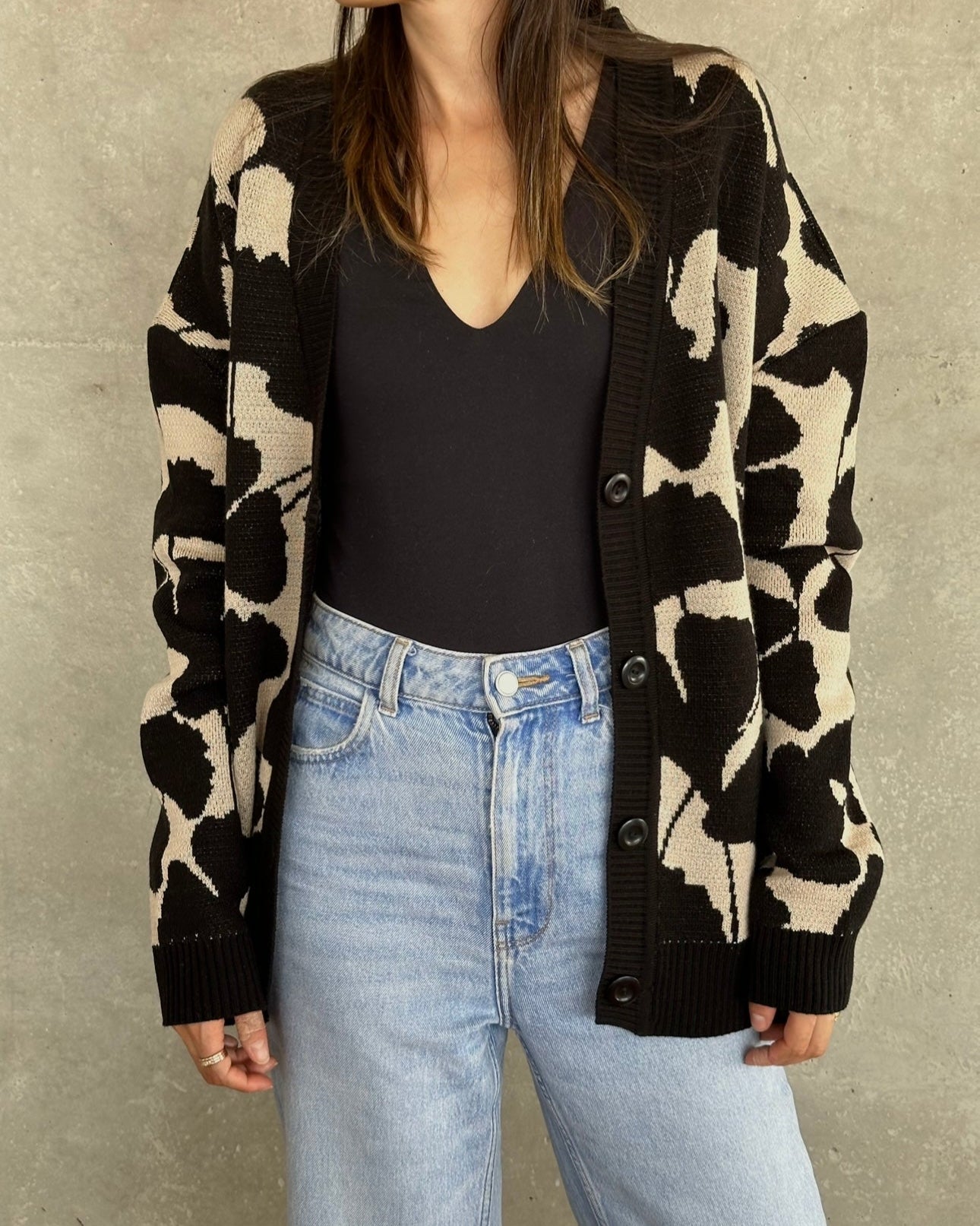 Cardigan Beige/ Negro