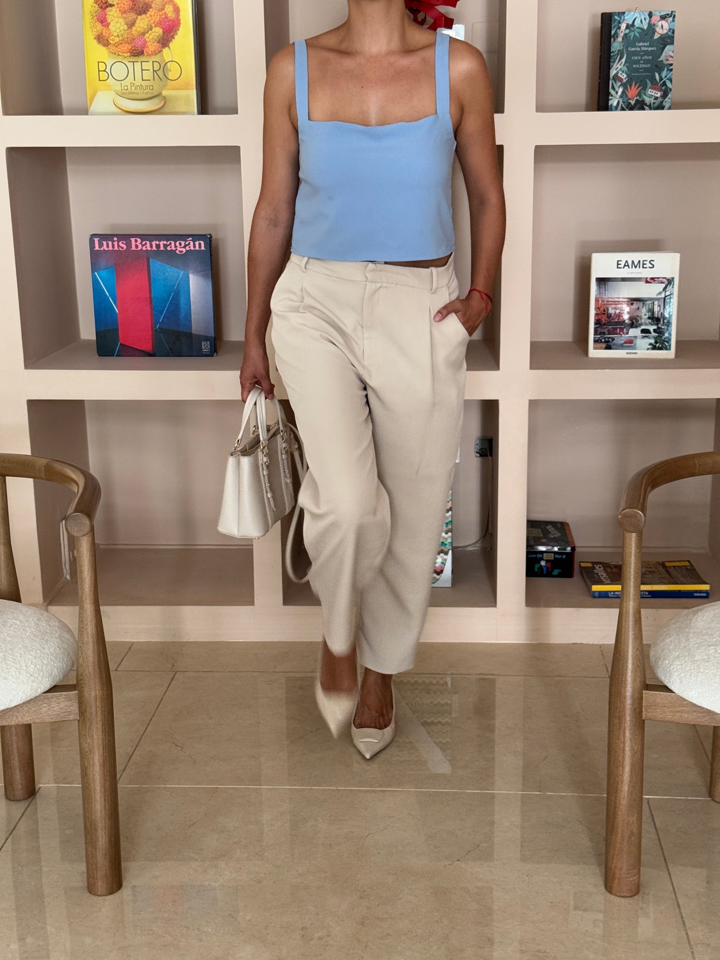 Pantalón Tiro Alto Beige