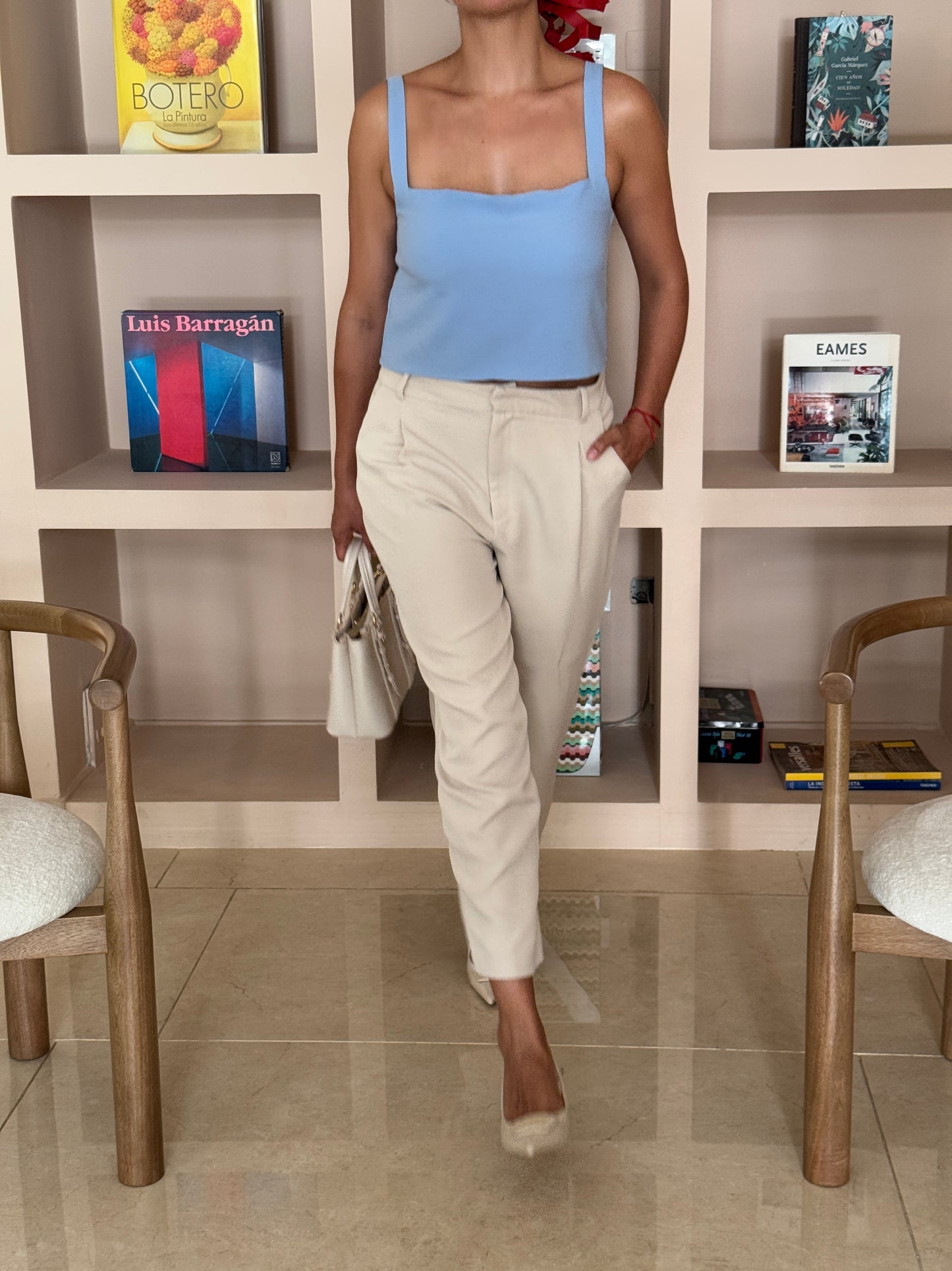 Pantalón Tiro Alto Beige