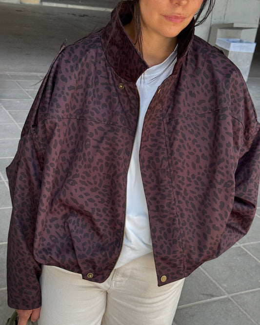 Chaqueta Bomber Leopardo Moka