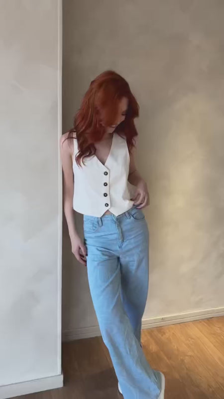 Perfecto Imperfecto Chaleco Marfil Talla L #438