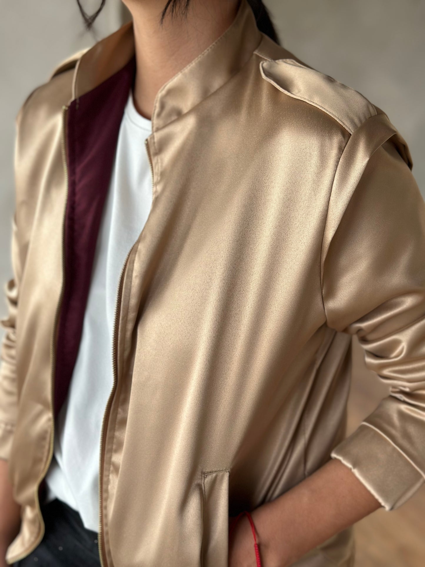 Perfecto Imperfecto Rock Jacket Dorada Talla M  #356
